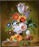 unknow artist, Floral, beautiful classical still life of flowers.041